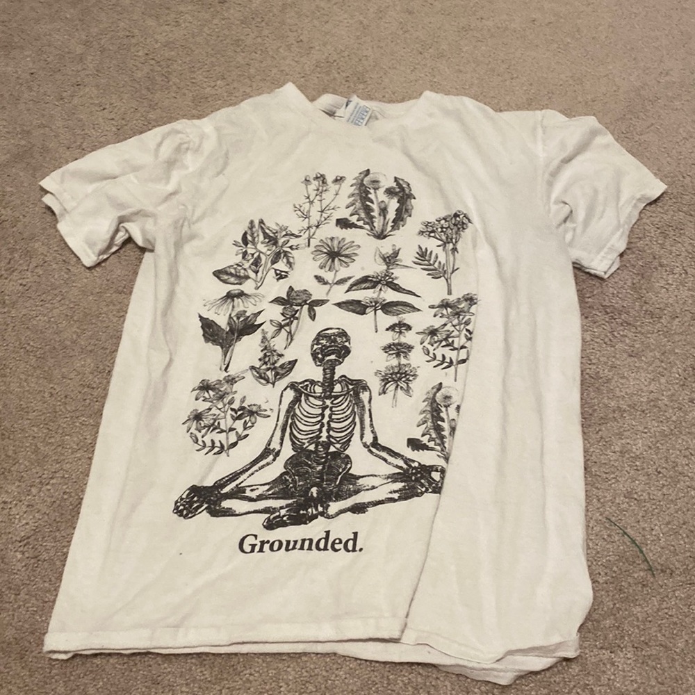 Delta, white skeleton t-shirt, small.